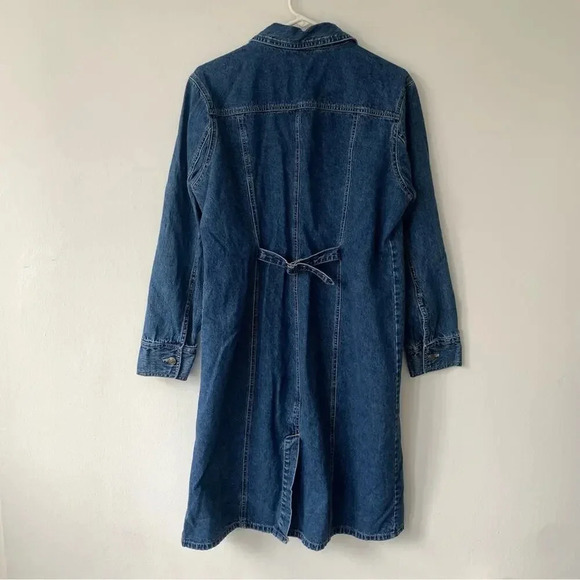 FADED GLORY Vintage Denim Long Sleeve Midi Buckle Cotton Aglodon Dress L XL 12 - Picture 4 of 6